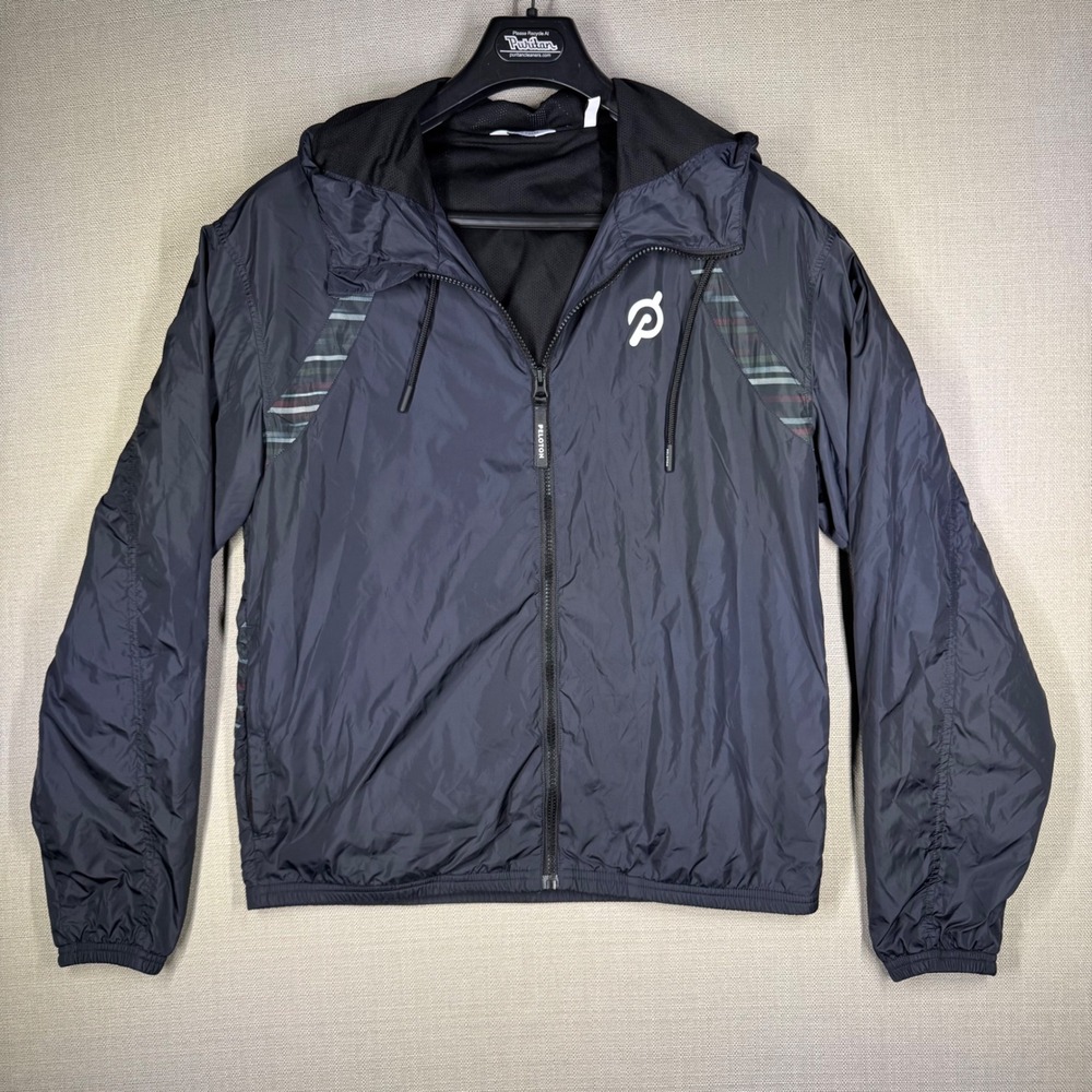 Peloton Mens Hooded Full-Zip Windbreaker Jacket Black Size Medium